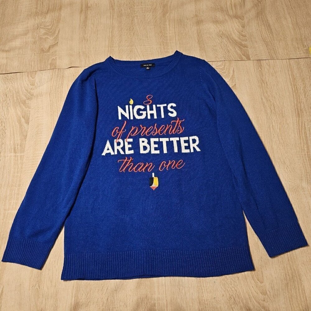 Womens Hanukkah Sweater Size Xl Blue 8 Nights Of Presents Are Better Than One